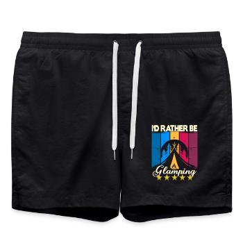 I'd rather be Glamping - Badeshorts - Schwarz - Vorne - AI Model Male 185 light (185cm)