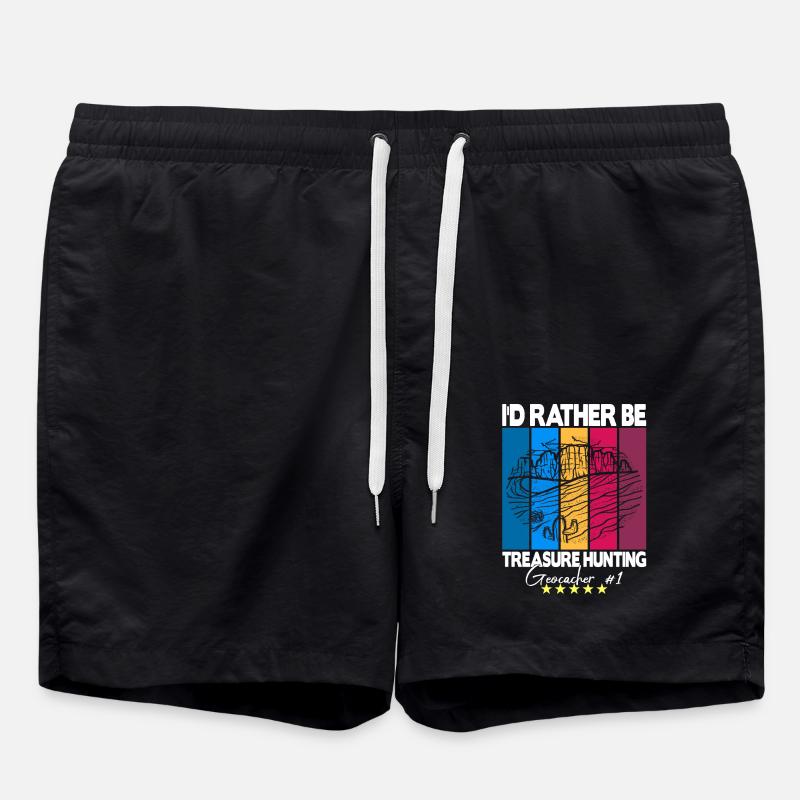 Geocaching Geocacher Saying - Swim Trunks - black