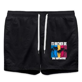 I'd rather be in Hawaii - Badeshorts - Schwarz - Vorne - AI Model Male 185 light (185cm)