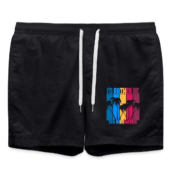 I'd rather be in Hawaii - Badeshorts - Schwarz - Vorne - AI Model Male 185 light (185cm)