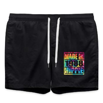 Hippie Birthday 1988 - Badeshorts - Schwarz - Vorne - AI Model Male 185 light (185cm)
