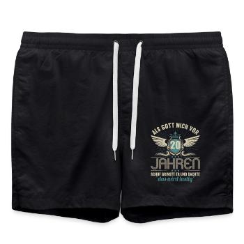 Als Gott mich vor 20 Jahren schuf 20. Geburtstag - Badeshorts - Schwarz - Vorne - AI Model Male 185 light (185cm)
