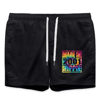 Anniversaire hippie 2001 - Short de bain - noir - Devant - AI Model Male 185 light (185cm)