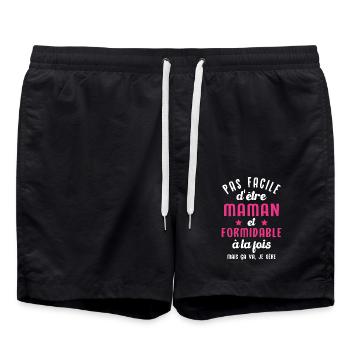 Maman et Formidable Cool Cadeau Mère - Short de bain - noir - Devant - AI Model Male 185 light (185cm)