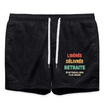 Libéré Délivré Je Ne Travaillerai Plus Jamais - Short de bain - noir - Devant - AI Model Male 185 light (185cm)