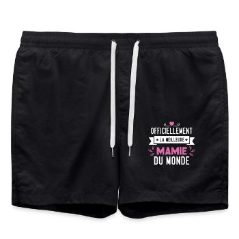 Cadeau meilleure mamie du monde grand mère - Short de bain - noir - Devant - AI Model Male 185 light (185cm)