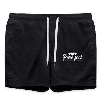 Père Fect Papa Fête Des Pères Meilleur Papa Humour - Short de bain - noir - Devant - AI Model Male 185 light (185cm)