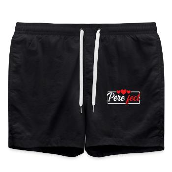 Père Fect Papa Fête Des Pères Meilleur Papa Humour - Short de bain - noir - Devant - AI Model Male 185 light (185cm)
