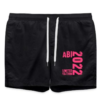 Abitur Gymnasium Damen und Herren Abi 2022 - Badeshorts - Schwarz - Vorne - AI Model Male 185 light (185cm)