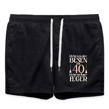 Alter Besen Flotter Feger 40 Jahre 40. Geburtstag - Badeshorts - Schwarz - Vorne - AI Model Male 185 light (185cm)