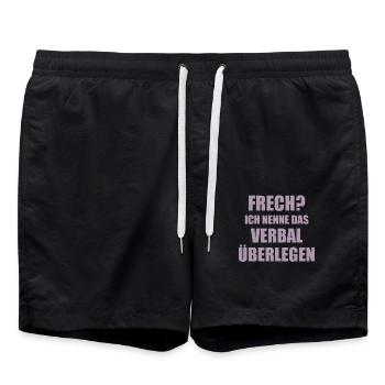 Frech? Ich nenne das Verbal überlegen Spruch - Badeshorts - Schwarz - Vorne - AI Model Male 185 light (185cm)