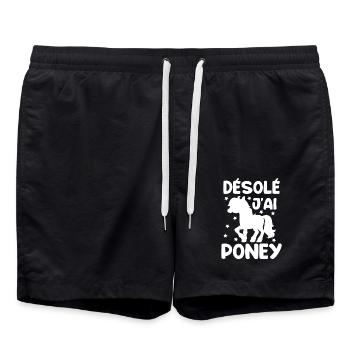 Cheval Poney Équitation Anniversaire Licorne Pony - Short de bain - noir - Devant - AI Model Male 185 light (185cm)