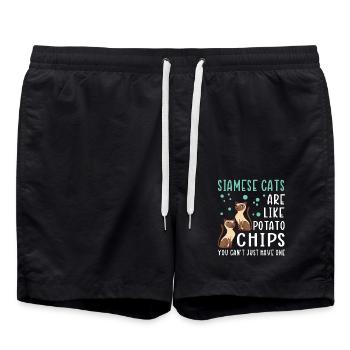 Siamkatze Katzen Katzenbesitzer - Badeshorts - Schwarz - Vorne - AI Model Male 185 light (185cm)