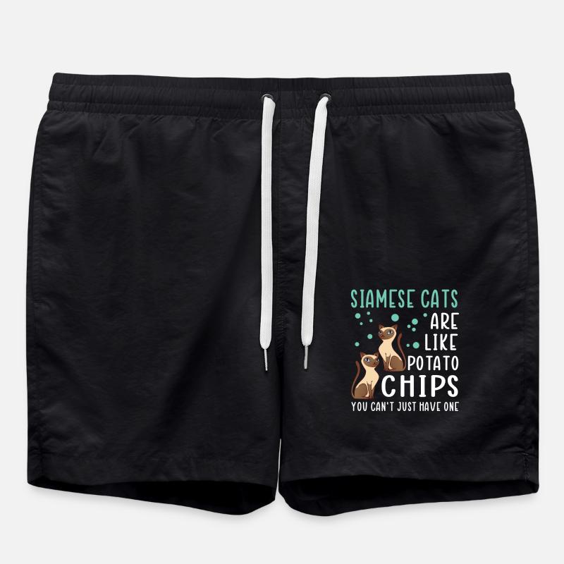 Siamese Cat Cats Cat Owner - Swim Trunks - black