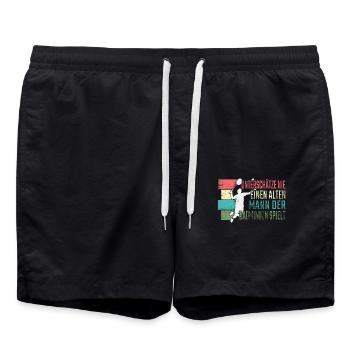 Badminton Alter Mann Badminton spielt - Badeshorts - Schwarz - Vorne - AI Model Male 185 light (185cm)