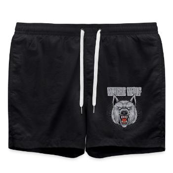 Where Wolf? für einen Werwolf Liebhaber - Badeshorts - Schwarz - Vorne - AI Model Male 185 light (185cm)