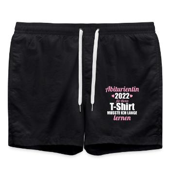 Abitur Gymnasium Damen und Herren Abi 2022 - Badeshorts - Schwarz - Vorne - AI Model Male 185 light (185cm)
