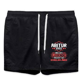 Abitur Gymnasium Damen und Herren Abi 2022 - Badeshorts - Schwarz - Vorne - AI Model Male 185 light (185cm)