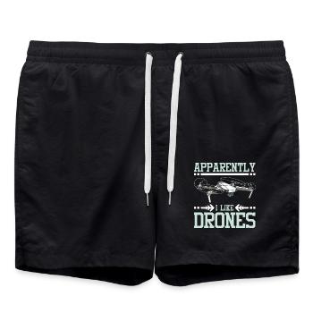 Apparently I like Drones - Badeshorts - Schwarz - Vorne - AI Model Male 185 light (185cm)