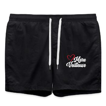 Mère Veilleuse Maman Fête Des Mères Anniversaire - Short de bain - noir - Devant - AI Model Male 185 light (185cm)