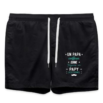 Papa coiffeur donne toujours papy exceptionnel - Short de bain - noir - Devant - AI Model Male 185 light (185cm)