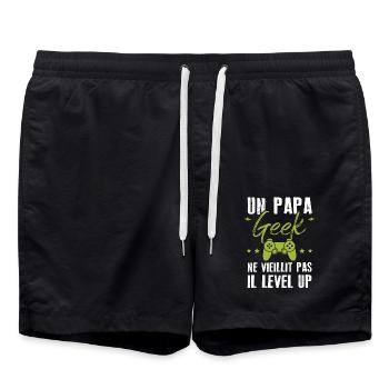 Un papa geek ne vieillit pas il level up - Short de bain - noir - Devant - AI Model Male 185 light (185cm)