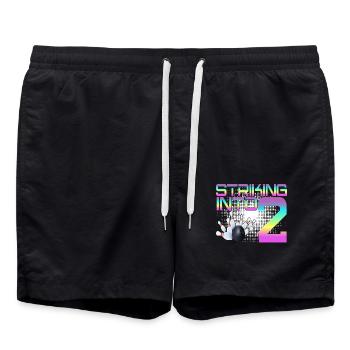 Hitting In 2 Bowling Bowlers 2nd Birthday Party - Swim Trunks - black - Front - AI Model Male 185 light (185cm)