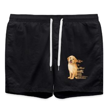 Life is better with my Goldie Golden Retriever - Badeshorts - Schwarz - Vorne - AI Model Male 185 light (185cm)