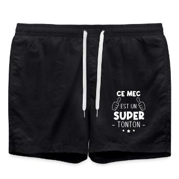 Ce mec est un super tonton, Cadeau oncle - Short de bain - noir - Devant - AI Model Male 185 light (185cm)