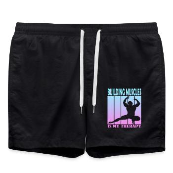 Construire des muscles est ma thérapie - Short de bain - noir - Devant - AI Model Male 185 light (185cm)