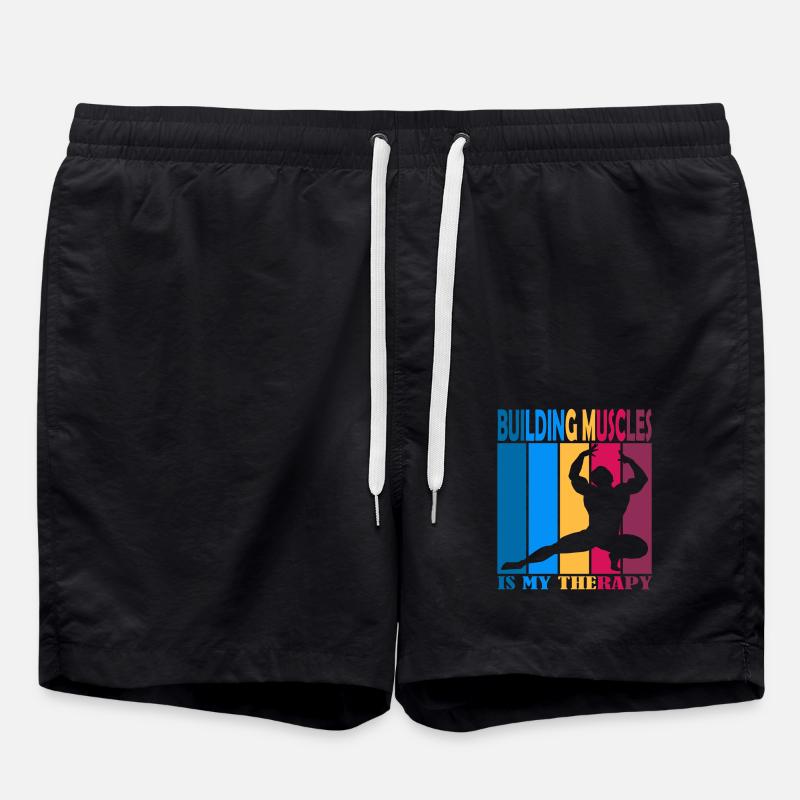Building Muscles is My Therapy - Swim Trunks - black