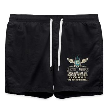 15 Jahre im Dienst 15 Jähriges Dienstjubiläum - Badeshorts - Schwarz - Vorne - AI Model Male 185 light (185cm)