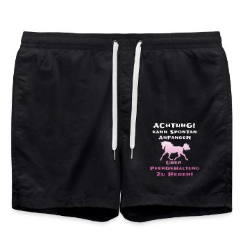 Pferdebesitzer Lustiger Spruch - Badeshorts - Schwarz - Vorne - AI Model Male 185 light (185cm)