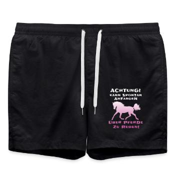 Pferde Reiterin Lustiger Spruch - Badeshorts - Schwarz - Vorne - AI Model Male 185 light (185cm)