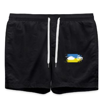 Traktor Panzer Ukraine Meme - Badeshorts - Schwarz - Vorne - AI Model Male 185 light (185cm)