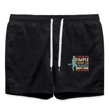 Chasse Et Apéro Chasser Cadeau Sanglier Mec Forêt - Short de bain - noir - Devant - AI Model Male 185 light (185cm)