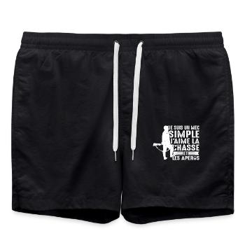 Chasse Et Apéro Chasser Cadeau Sanglier Mec Forêt - Short de bain - noir - Devant - AI Model Male 185 light (185cm)