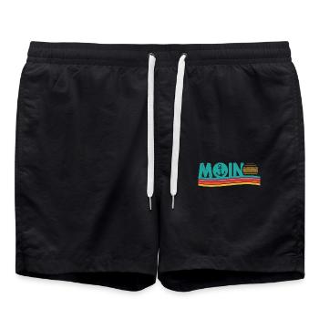 Moin ihr Spacken - Digga Spruch Meer Norddeutsch - Badeshorts - Schwarz - Vorne - AI Model Male 185 light (185cm)