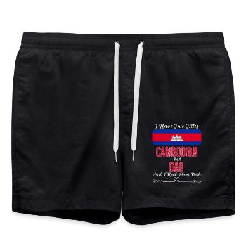 J’ai deux titres Cambodgien et Papa Cambodge - Short de bain - noir - Devant - AI Model Male 185 light (185cm)