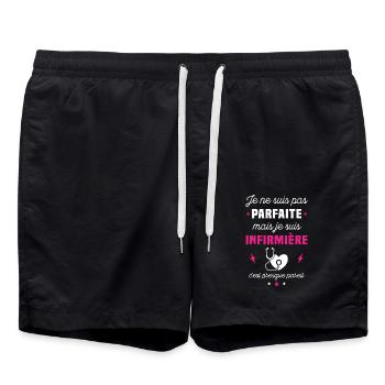 Je ne suis pas parfaite mais je suis infirmière - Short de bain - noir - Devant - AI Model Male 185 light (185cm)