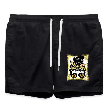 Sonnenblume Mama Geboren 1982 Geburtstag - Badeshorts - Schwarz - Vorne - AI Model Male 185 light (185cm)