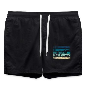 Life is better in the air helicopter - Badeshorts - Schwarz - Vorne - AI Model Male 185 light (185cm)