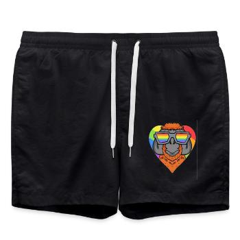 LGBT Animal Orangutan Rainbow - Swim Trunks - black - Front - AI Model Male 185 light (185cm)