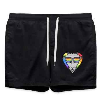 LGBT Animal Chèvre Arc-en-ciel - Short de bain - noir - Devant - AI Model Male 185 light (185cm)