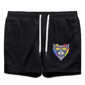 LGBT Katze Britisch Kurzhaar Regenbogen - Badeshorts - Schwarz - Vorne - AI Model Male 185 light (185cm)