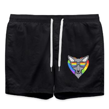LGBT Katze Sphynx Regenbogen - Badeshorts - Schwarz - Vorne - AI Model Male 185 light (185cm)