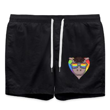 LGBT Tier Pferd Regenbogen - Badeshorts - Schwarz - Vorne - AI Model Male 185 light (185cm)