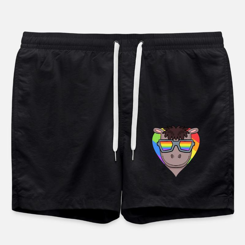 LGBT Tier Pferd Regenbogen - Badeshorts - Schwarz