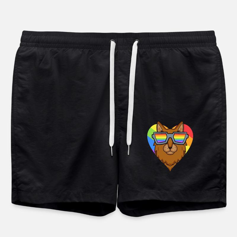 LGBT Cat Somali Rainbow - Swim Trunks - black