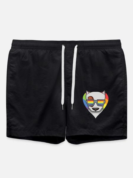 LGBT Hund Bullterrier Regenbogen - Badeshorts - Schwarz